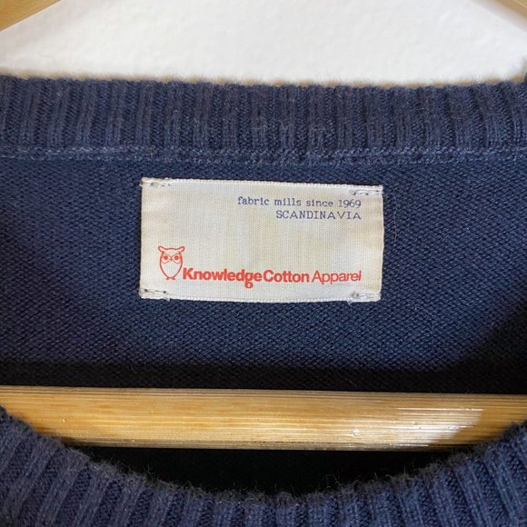 Knowledge Cotton Apparel Men's Navy Knit Sweater, Size M - Picture 2 of 7